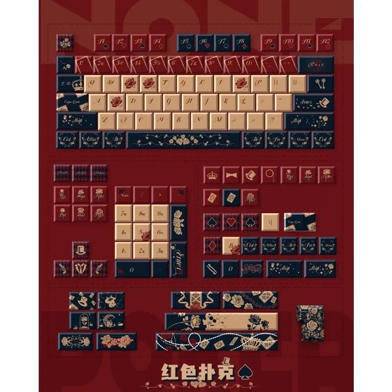 Beperkt Tot Originele Avit Red Poker Keycaps, Op Maat Gemaakte Kersen Sterk Gesublimeerd Pbt-Materiaal, Complete Set Keycaps