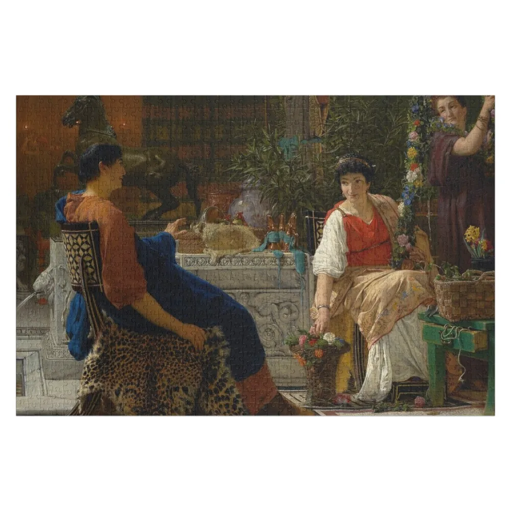 Preparations For The Festivities (The Floral Wreath) (1866) by Lawrence Alma-Tadema Jigsaw Puzzle Personalized Toy Puzzle