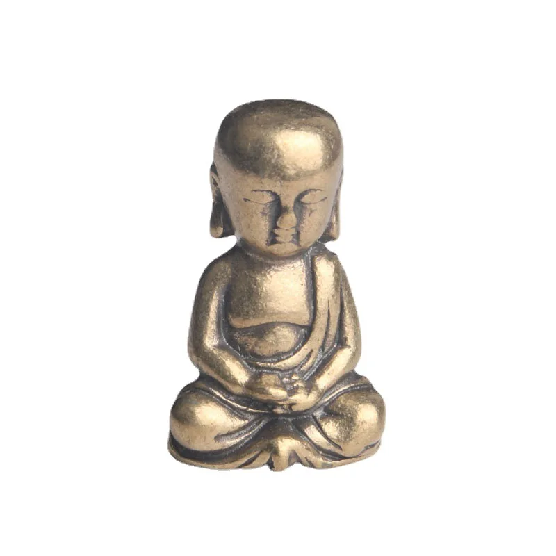 Brass Earth Treasury King Bodhisattva desktop ornaments with pocket Buddha hand grips crafts