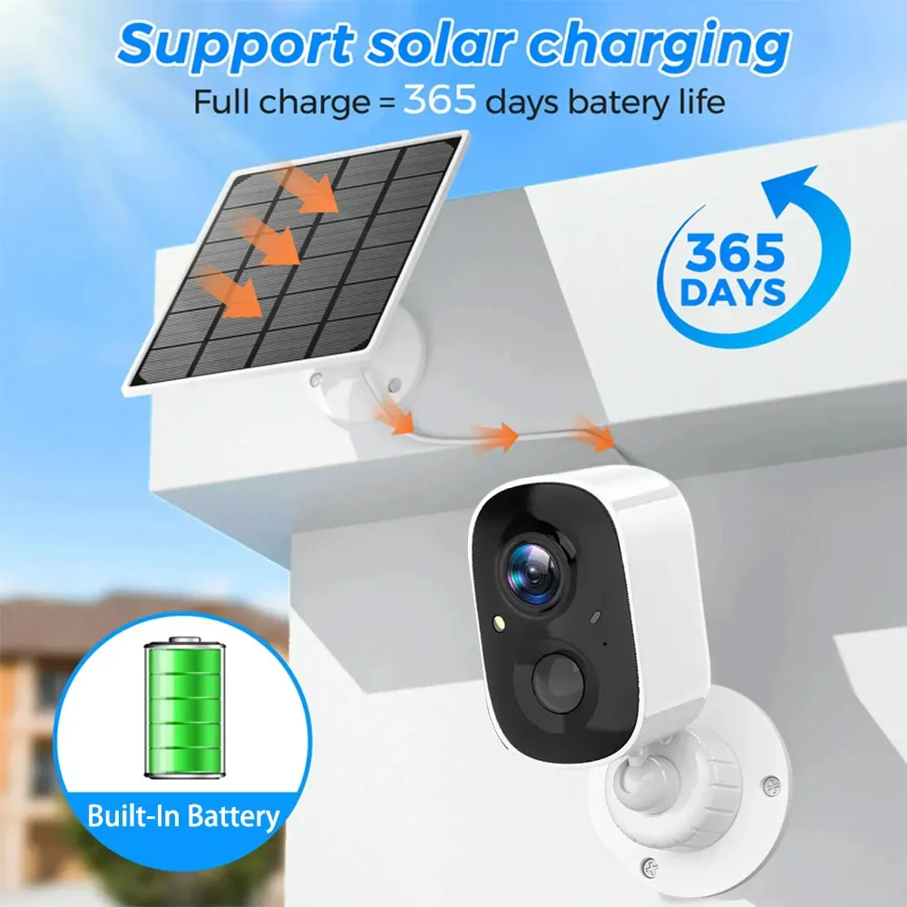 5MP Solar WiFi Camera System Wireless CCTV Security Kit 4CH NVR with Outdoor Cameras Motion Detection Two Way Audio Remote View