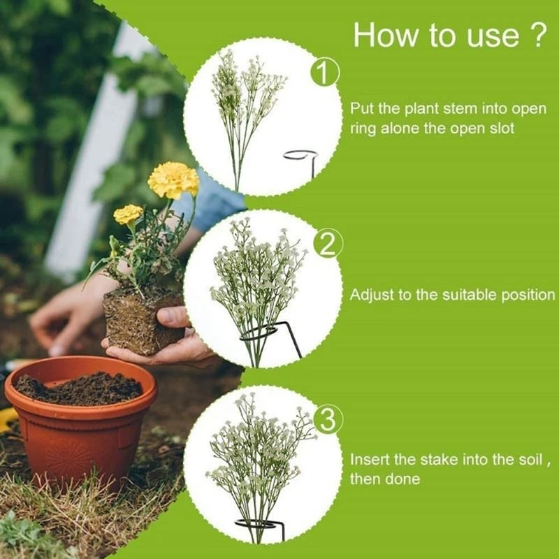 

Plant Stake Wrought Iron Rings Single Stem Shrub Holder Garden Support Stakes top sale
