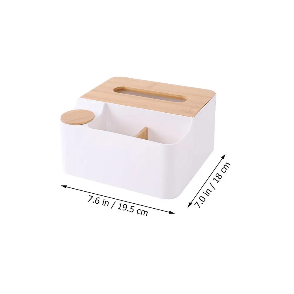 1Pcs Eco Friendly Tissue Box Multi Section Storage Case for Remote Controls Napkins Desktop Sundries Tea Table Organizer White