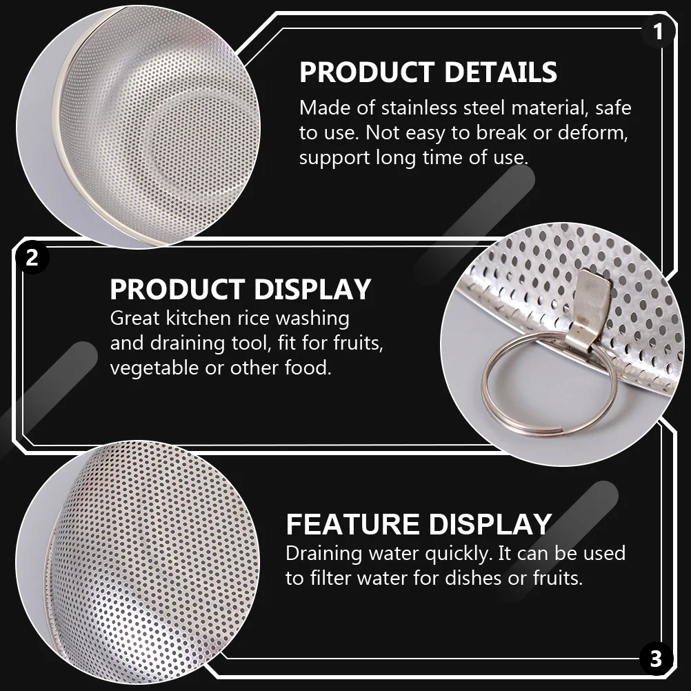 

Stainless Steel Rice Washing Basket Leaky Basin Fruit Vegetable Draining Kitchen Basket for Home Restaurant