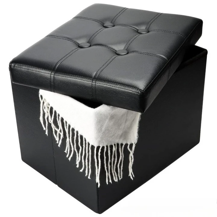 Living Room Multifunctional Soft Bag Leather Storage Flippable Hidden Storage Foot Stool
