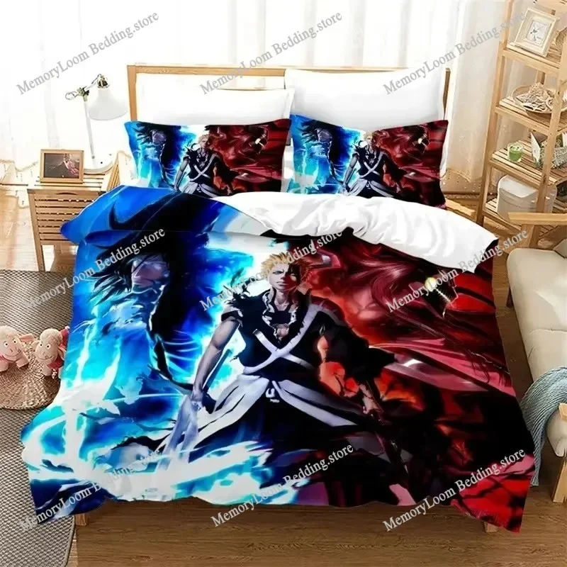 Anime Bleach Kurosaki Ichigo Bedding Set Boys Girls Twin Queen Size Duvet Cover Pillowcase Bed Kids Adult Home Textileextile