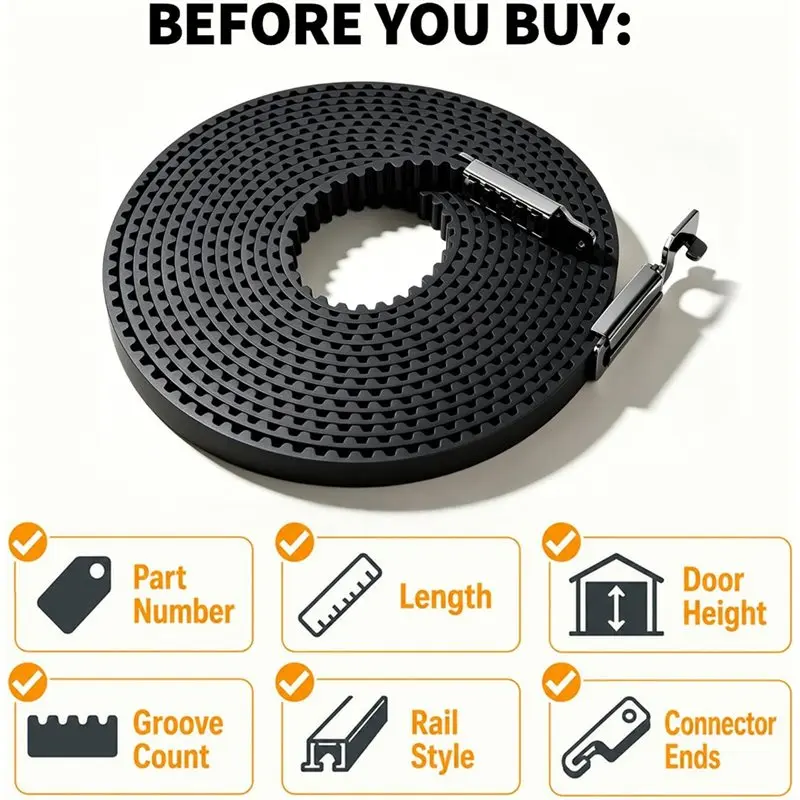 AT19-High Door Replacement Belt 41A5250-1, 8Ft For Chamberlain/Liftmaster Craftsman/Sentex Whispers Garage Door Drive Belt