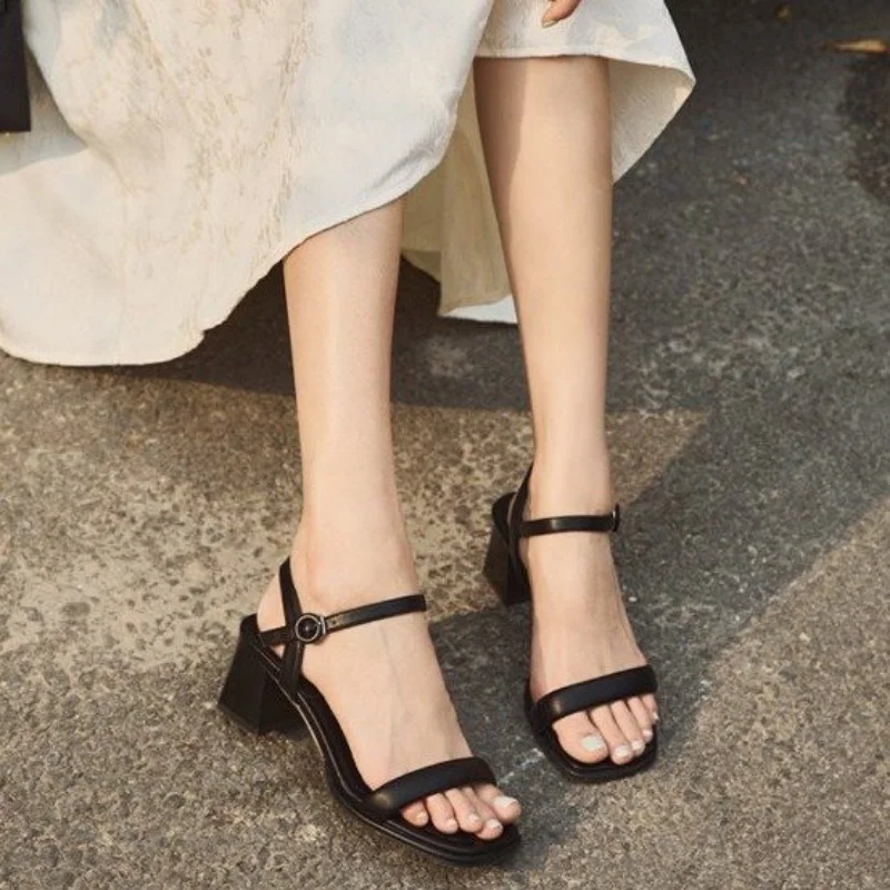 Fashion Design Sandals Women Thick Heel Casual Ladies Open Toe Shoes New Sexy Party Heeled Sandal Ankle Strap Sandalias De Mujer