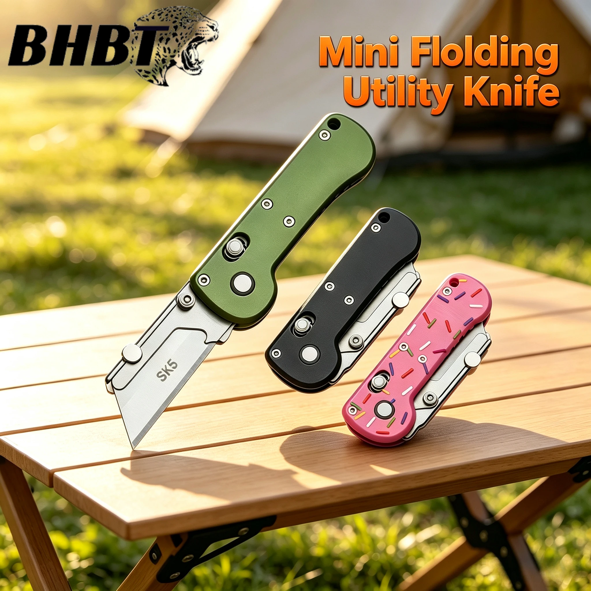 BHBT G10 Mini Folding Pocket Utility Knife Stationery Aluminum Alloy Portable EDC Box Cutter With Replaceable Blades