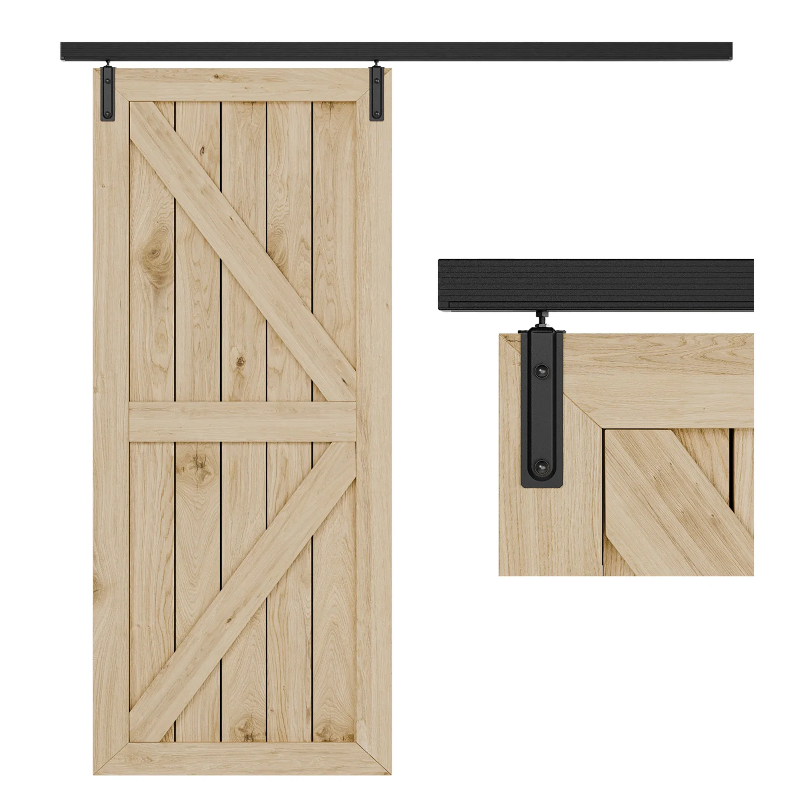 

Box Track Hardware Sliding Barn Door Track Aluminium Alloy Wall Mount Kit