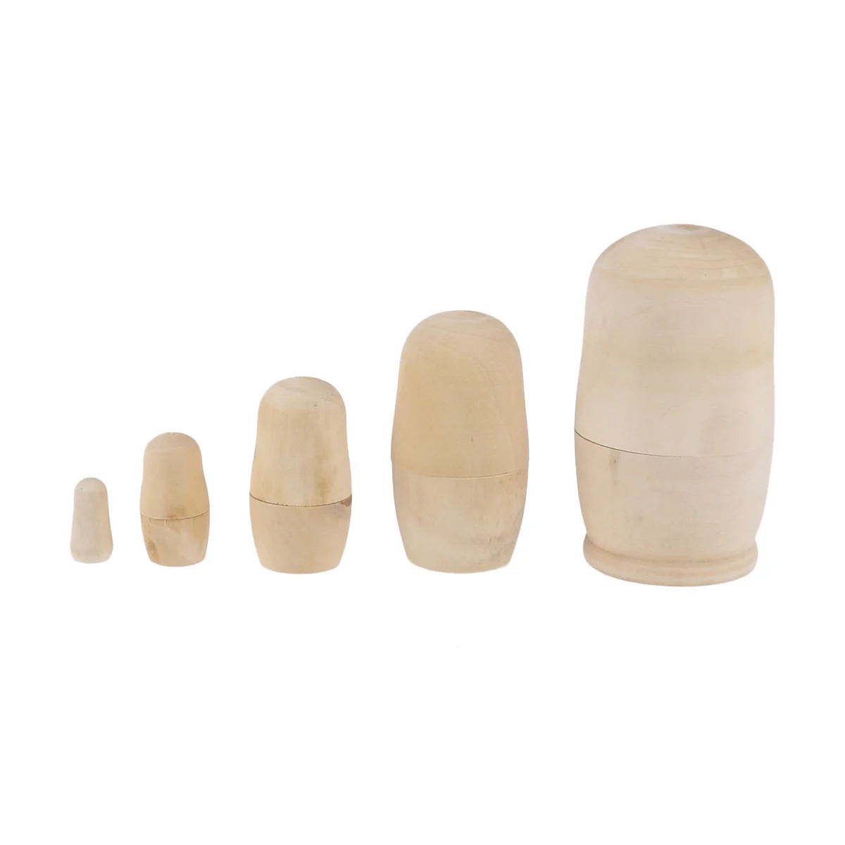 

5pcs DIY Matryoshka Dolls Unpainted Wooden Russian Nesting Dolls for Crafting