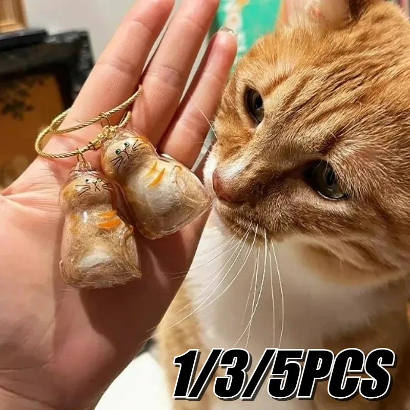 

1/3/5PCS Cat Hair Storage Pendant Transparent Container Handmade Design Fashionable Keychain Cute Cat Shaped DIY Accessory