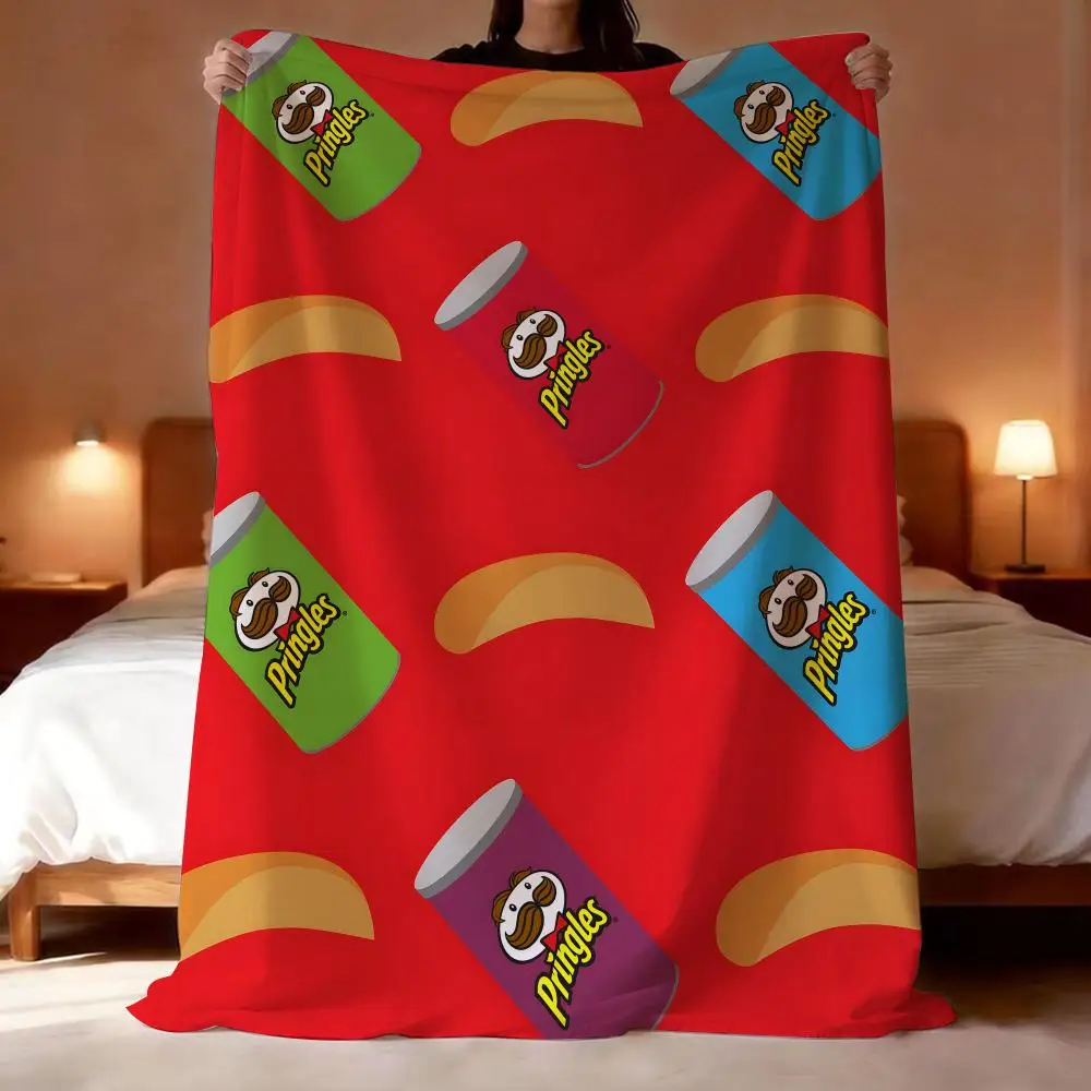 Snack Brand Pringles Throw Short Plush Throw Blanket Soft Skin-Friendly Multi-Scene Home Office