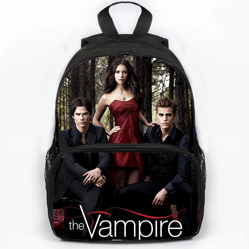 

The Vampire Diaries Printed Backpack With Front Pocket Waterproof Children Backpack Large Capacity Schoobag Nylon Laptop Bookbag