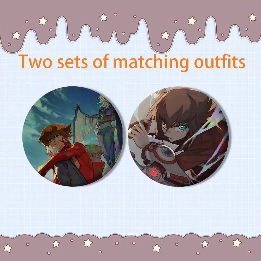 Jaden Yuki Yugioh gx 2 piece set Pins Creativity Printed Pictures Text Metal Lapel Badges Brooches Jewelry Gift