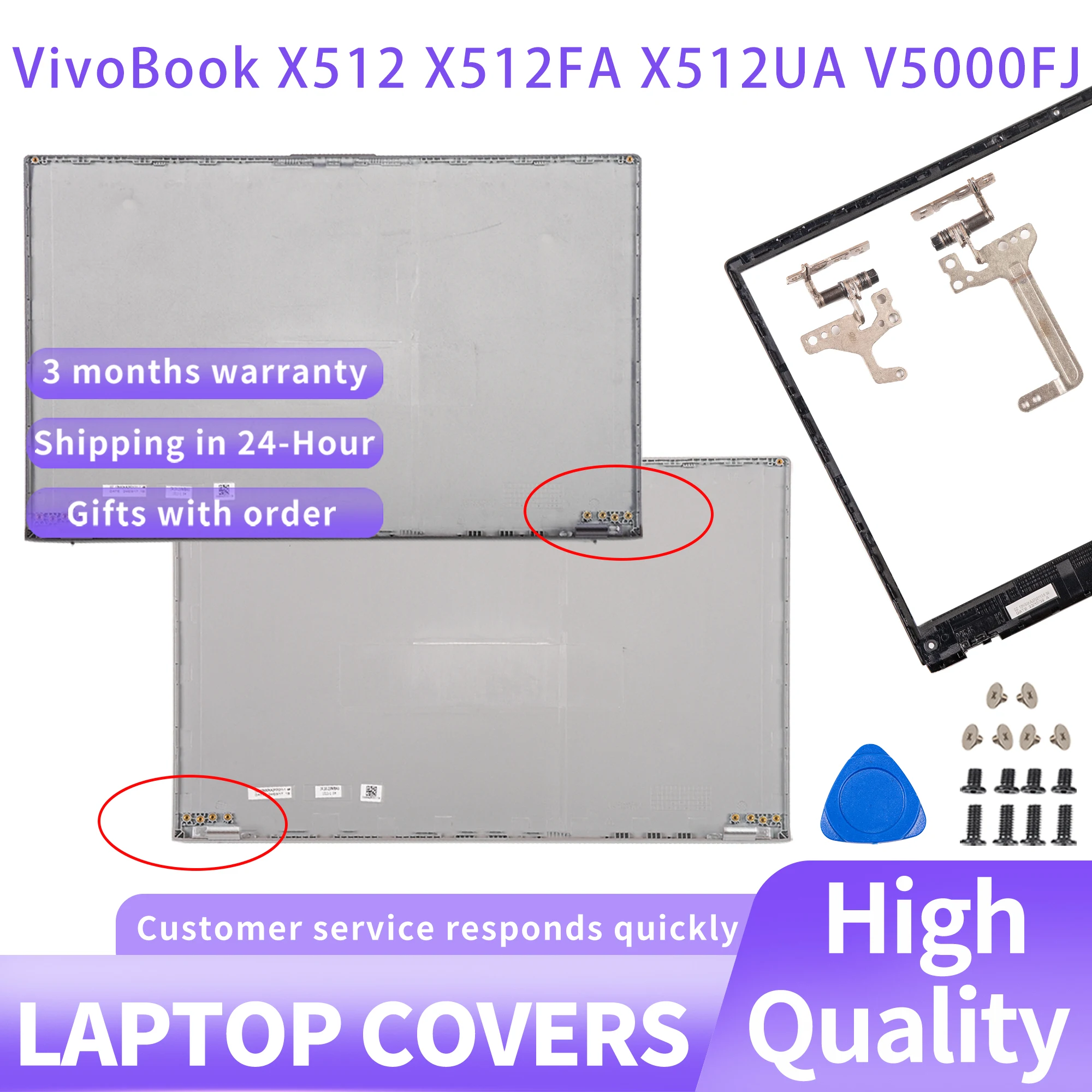 

Case For Vivobook X512 X512F X512DA X512UA F512 V5000F V5000D LCD Back Cover Front Bezel Silver/Gray Top Lid Replace Accessories