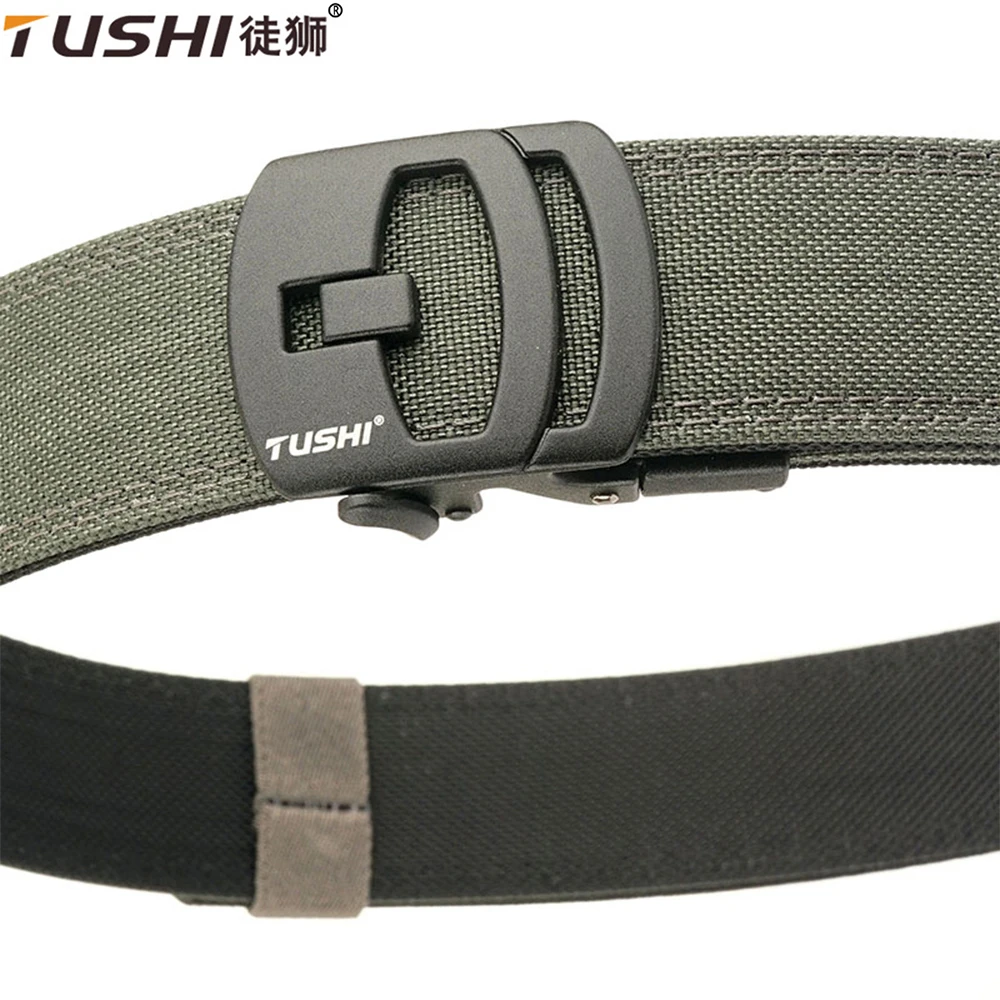 TUSHI New Metal Automatic Secretly carried Hard Tactical Belt For Men Thickened Hanging Gun Holster Belt Military Belt for men