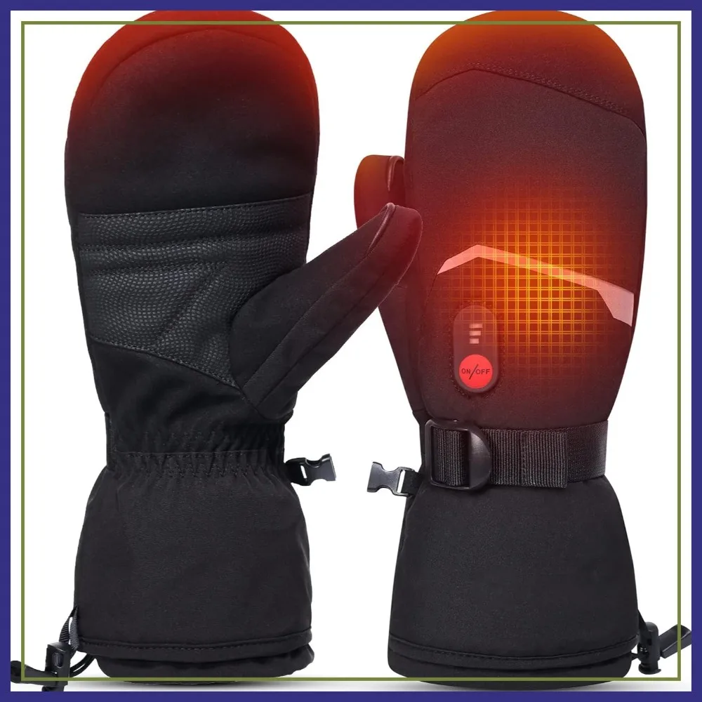 

Heated Ski Gloves & Mittens for Men Women, 7.4V Rechargeable Battery Gloves for Skiing Hiking