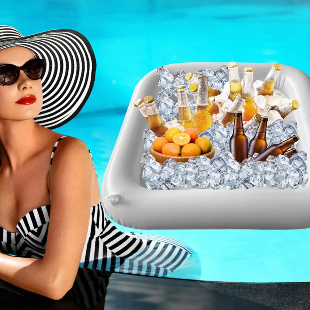 2 قطعة صينية تبريد بوفيه قابلة للنفخ قابلة لإعادة الاستخدام مبرد صودا للأنشطة الخارجية شريط تقديم قابل للنفخ