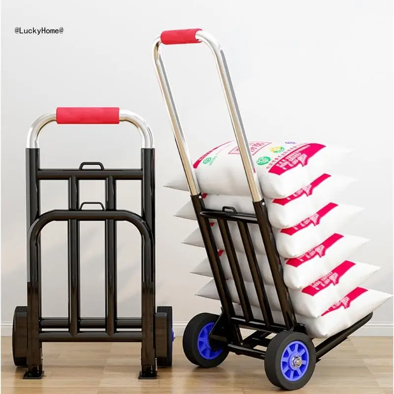 Foldable Utility Wagon Garden Cart Space Efficient Foldaway Handcart Supplies with Stable for Everyday Tasks 11UA