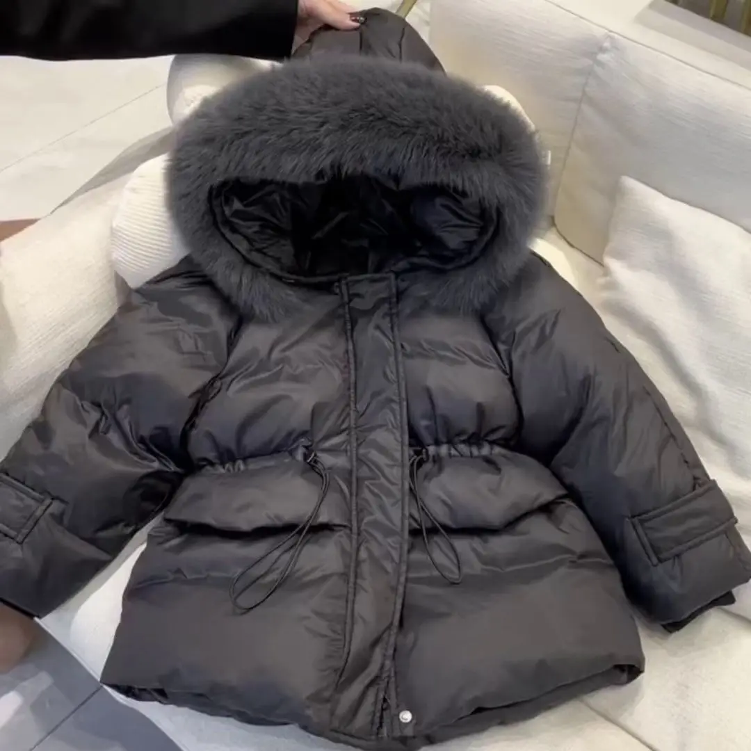 

Baby Girls' Down Jacket Winter New Style Children's Thick Warm Cotton Jacket Western style hooded casual fur collar Coat