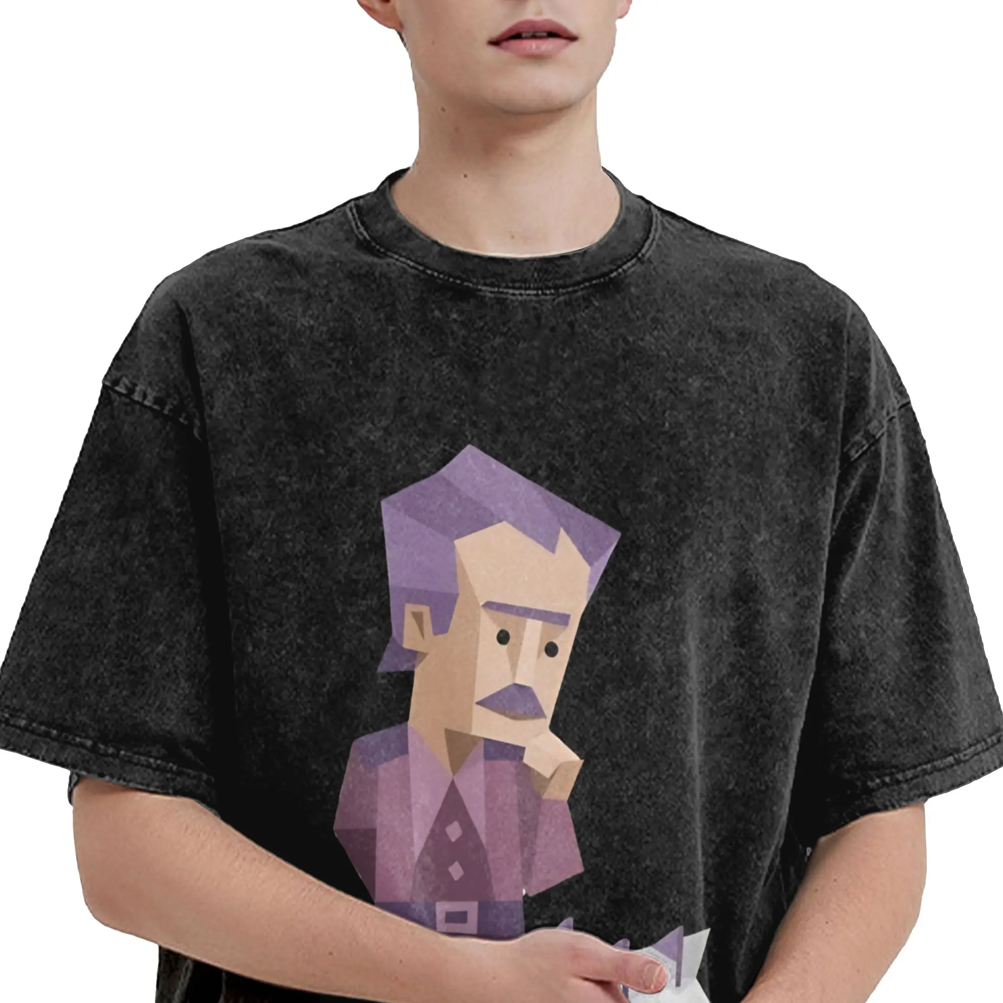 

INTJ MBTI Men's T Shirt Washed Vintage Tee Shirt Short Sleeve Crew Neck T-Shirts 100% Cotton New Arrival Tops