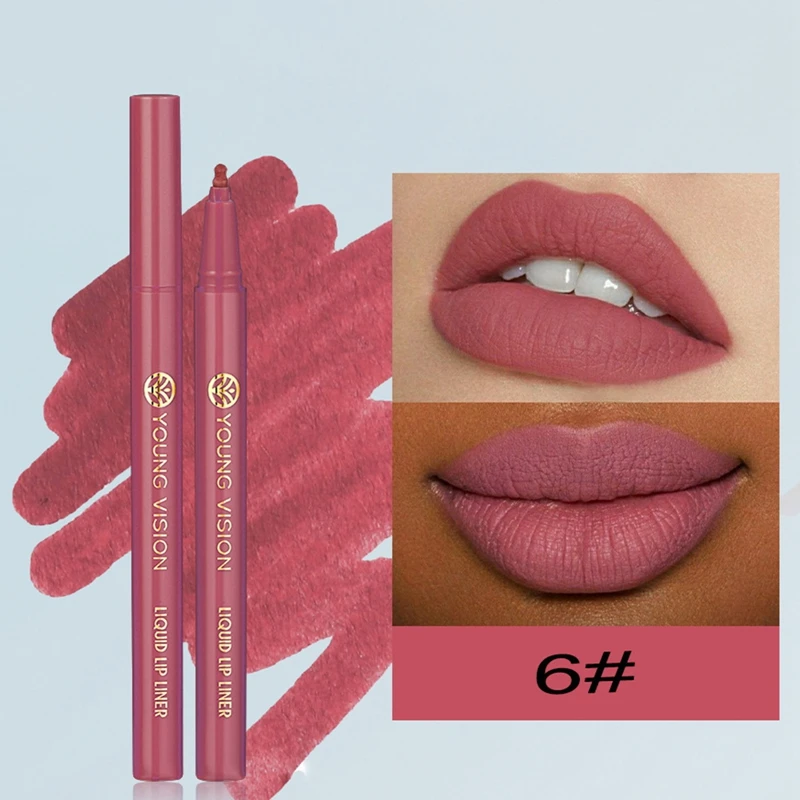 6-delige matte vloeibare liplinerset Waterdichte lipliner-cosmetica voor dames - Langdurige formule in levendige kleuren