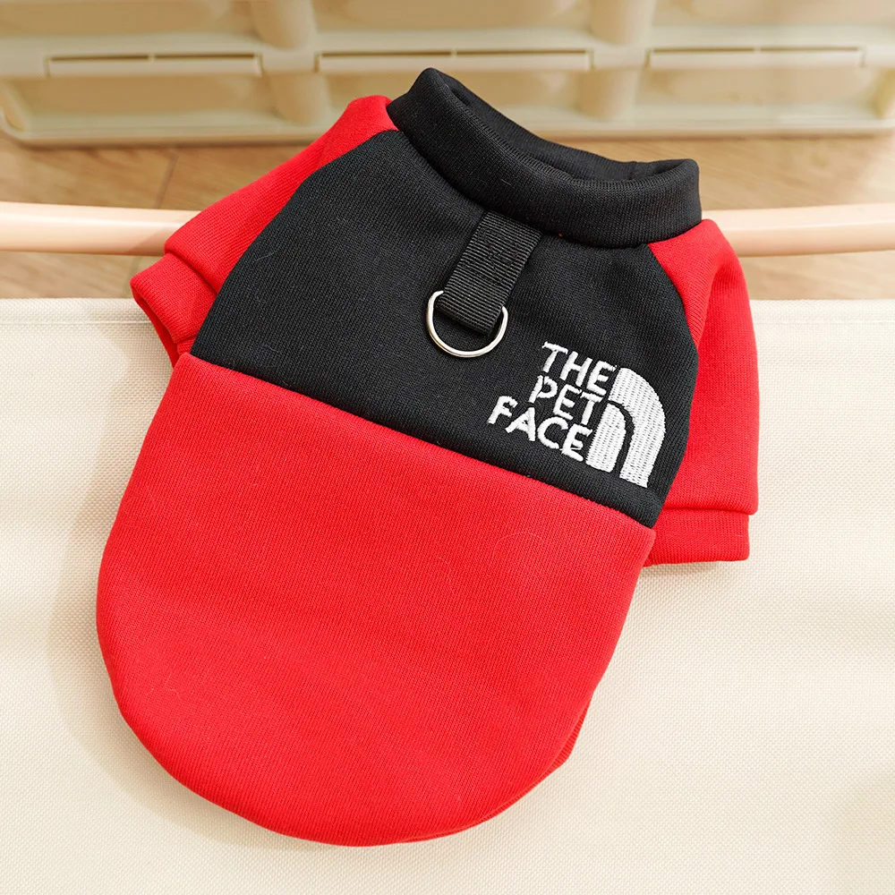 Cute Print Dog Sweatshirt with D‑ring Pull Point Patchwork Puppy Pullover Warm Soft Pet Outfit for Chihuahua Small Medium Dog
