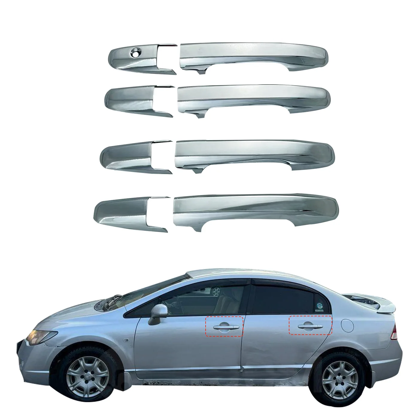 

For Honda Civic 2007 2008 2009 2010 Abs Chrome Door Mirror Cover Car Decoration Sticker Style 8pcs