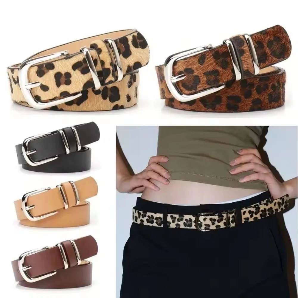 Retro Leopard Print Belt Y2K Hip-hop PU Leather Waist Belt Steampunk Harajuku Waistband Female/Girls
