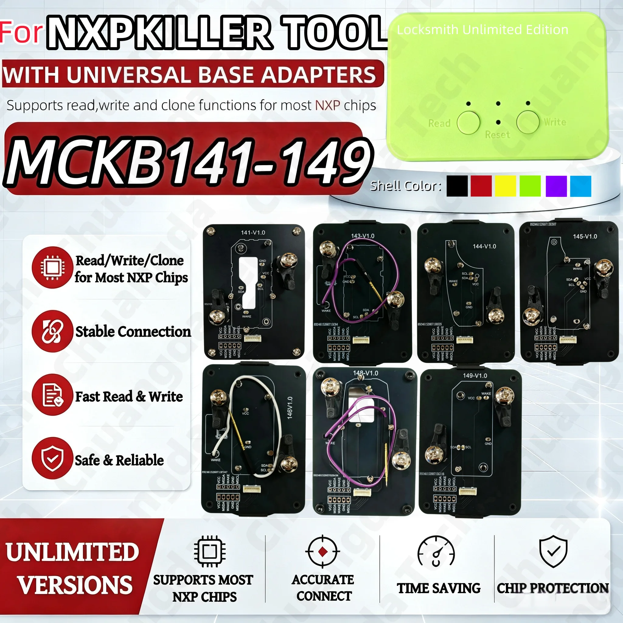 For Nxpkiller No.141-149 Adapter Compatible with Keydiy Xhorse Cg Kydz Device, No Welding Required for Reading and Writing, Programming Socket for Motorcycle, Ford, Fiat, Peugeot, Renault, Geely