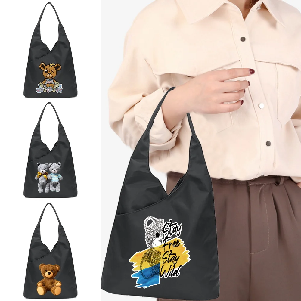 

Eco Friendly Nylon Shopping Tote Bags Reusable Washable Foldable Grocery Pouch Bag Lightweight Heavy Duty Shopper Bear Handbags
