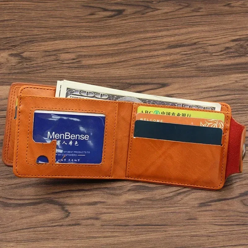 Monedero de hombre de cuero PU con nombre personalizado, nombre grabado, billeteras cortas de alta calidad para hombre, tarjetero, Clip pequeño para dinero en dólares