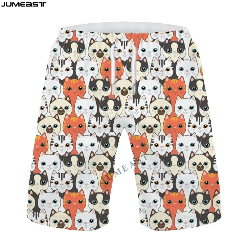 Jumeast-pantalones cortos 3D de gran tamaño para hombre y mujer, bañadores divertidos con dibujos animados de gato y Animal, informales, para playa