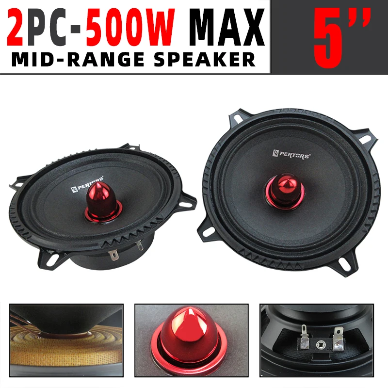 1 Pair 500W 5-Inch Mid-Range Speakers For Dvd Players, Surround Sound Systems High-Fidelity Sound Quality Car Door Speakers