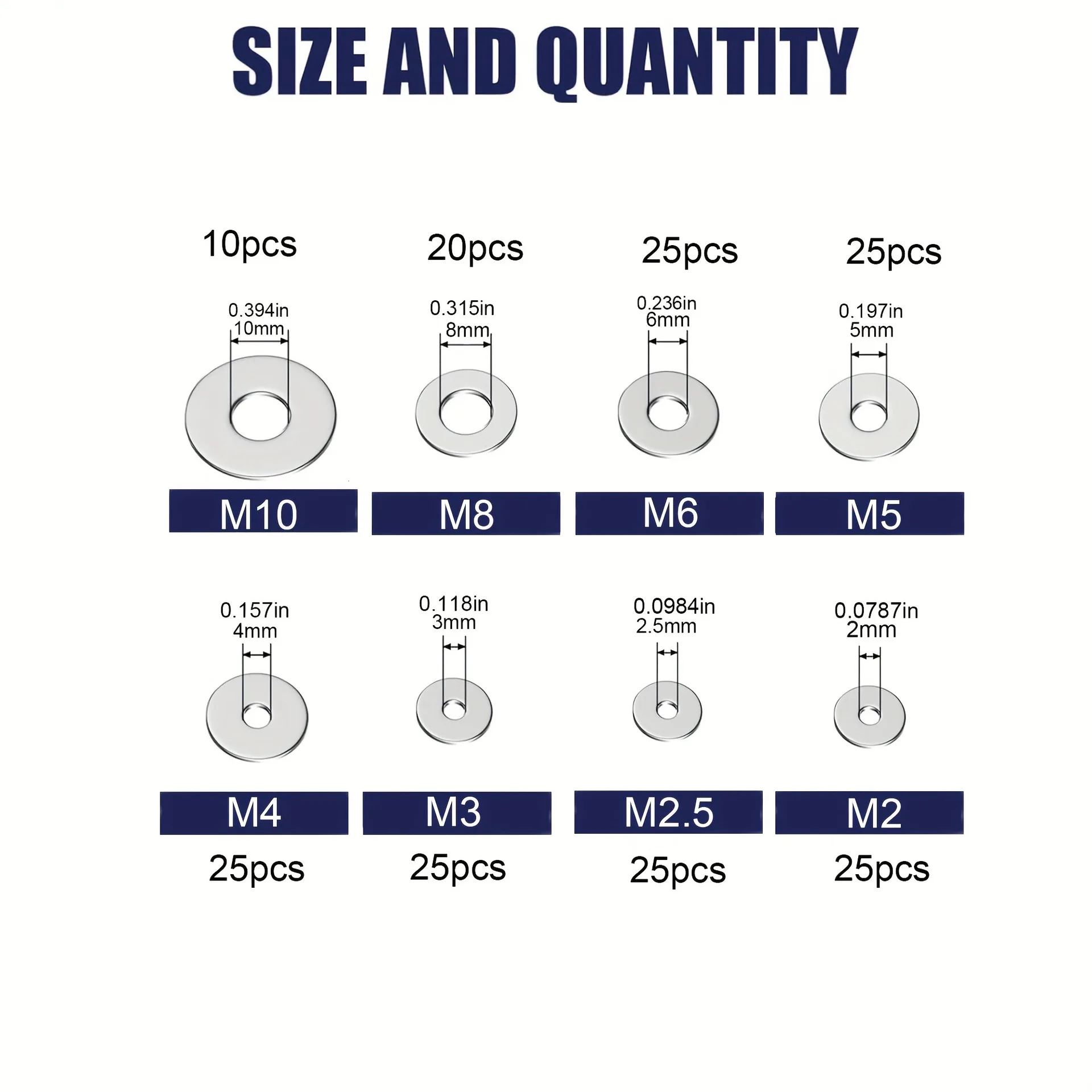 180pcs 304 Stainless Steel Flat WasherPlain Washer Oring Gasket Set of Rings AssortmentKit for Sump Plugs