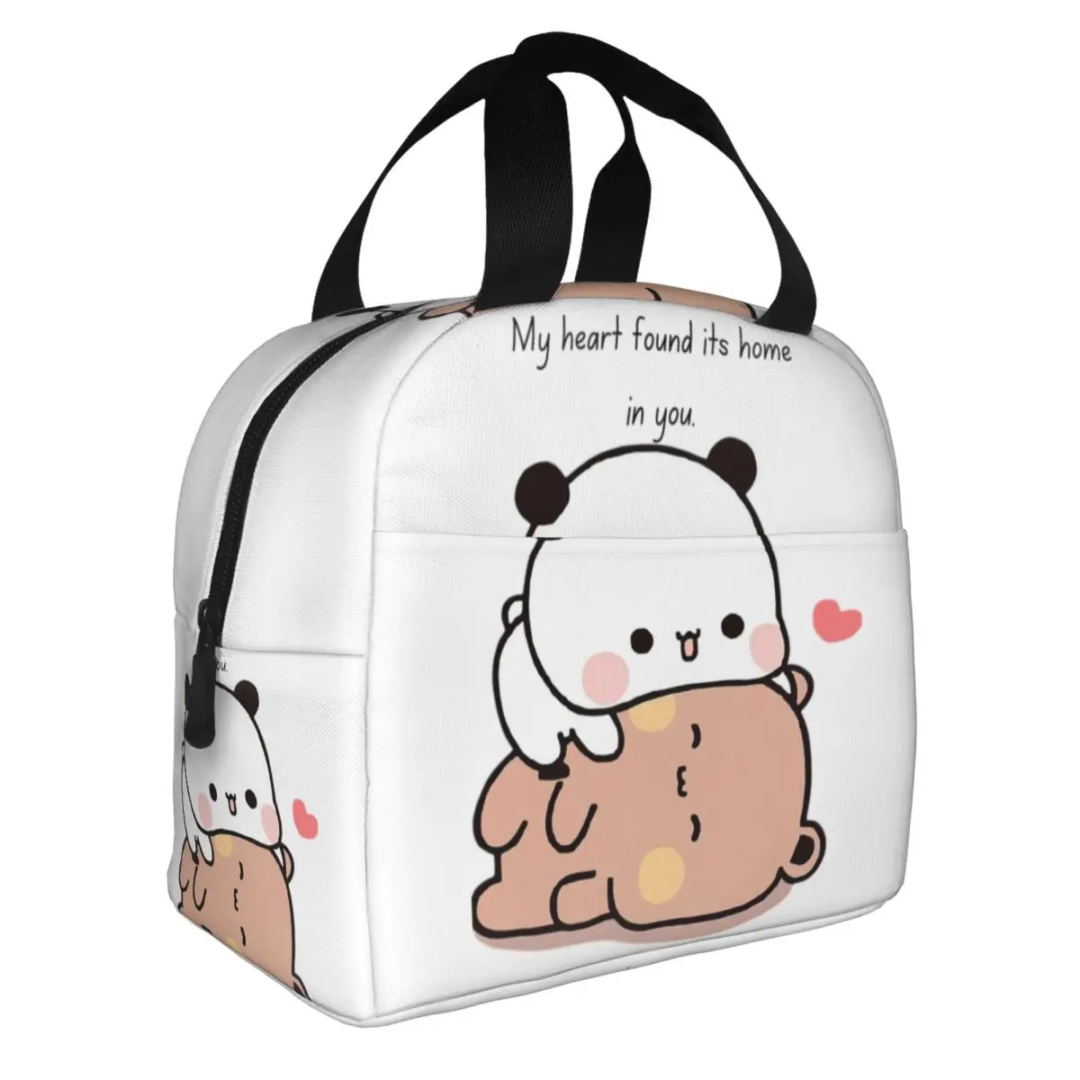 DuDu Bear And BuBu Panda Couple Insulated Lunch Bags for Women Resuable Cooler Thermal Food Lunch Box Work School Travel