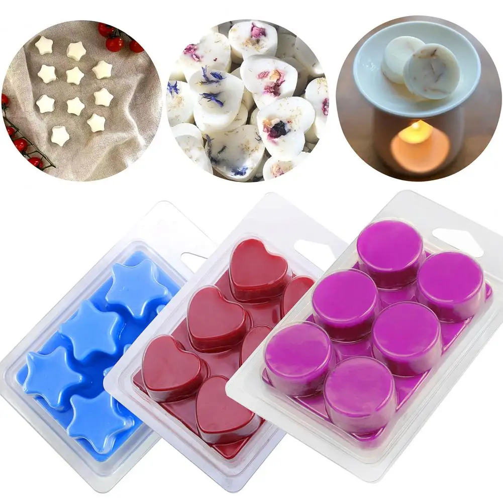 20Pcs Wax Melt Mold Wax Melt Clam Shell Mold Square 6-cavity Plastic Cube Tray DIY Wickless Wax Melt Candles Boxes