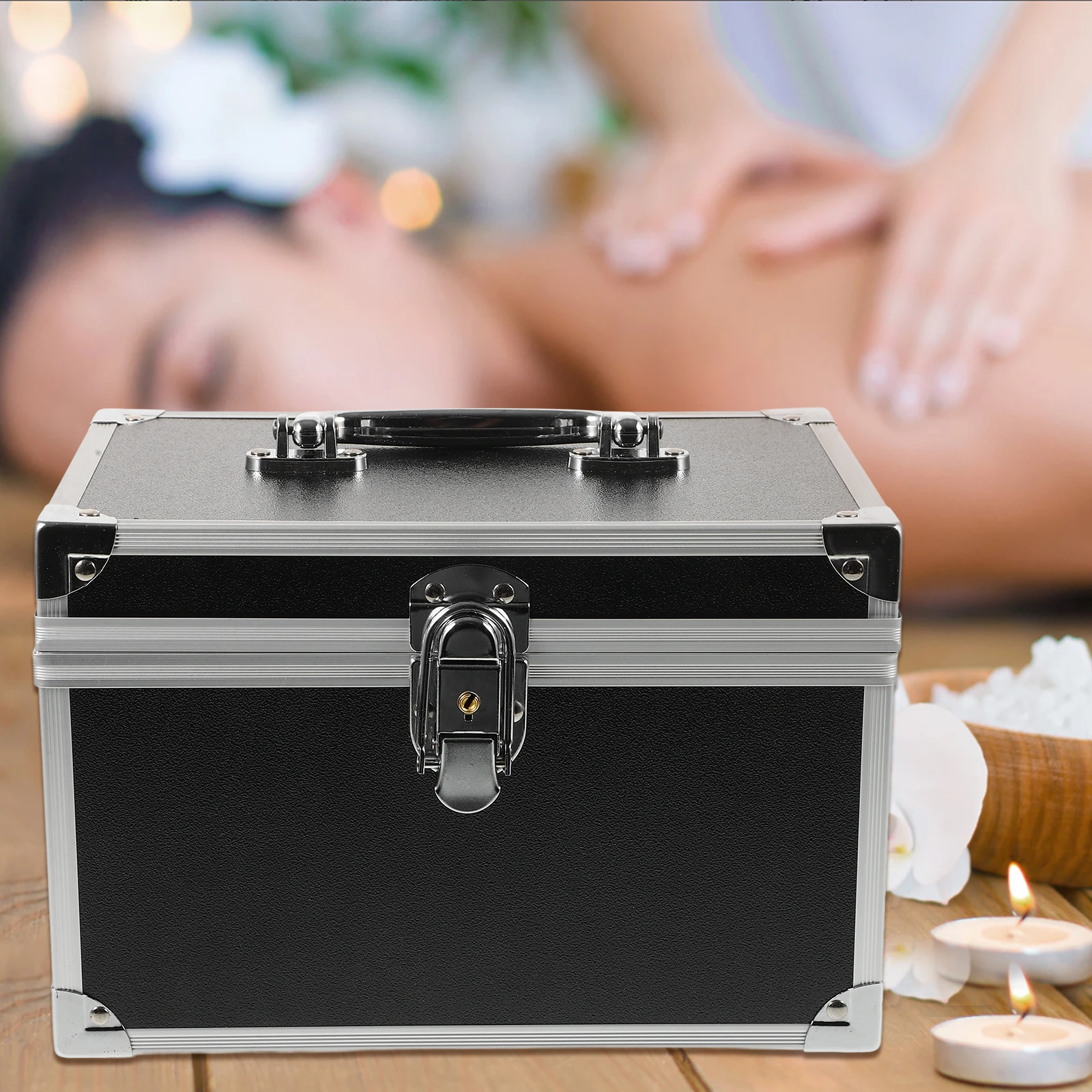 

Tool 24x16x16cm Black Waterproof Carrying Box Storage Case Portable Organizer Large Capacity Tools Container