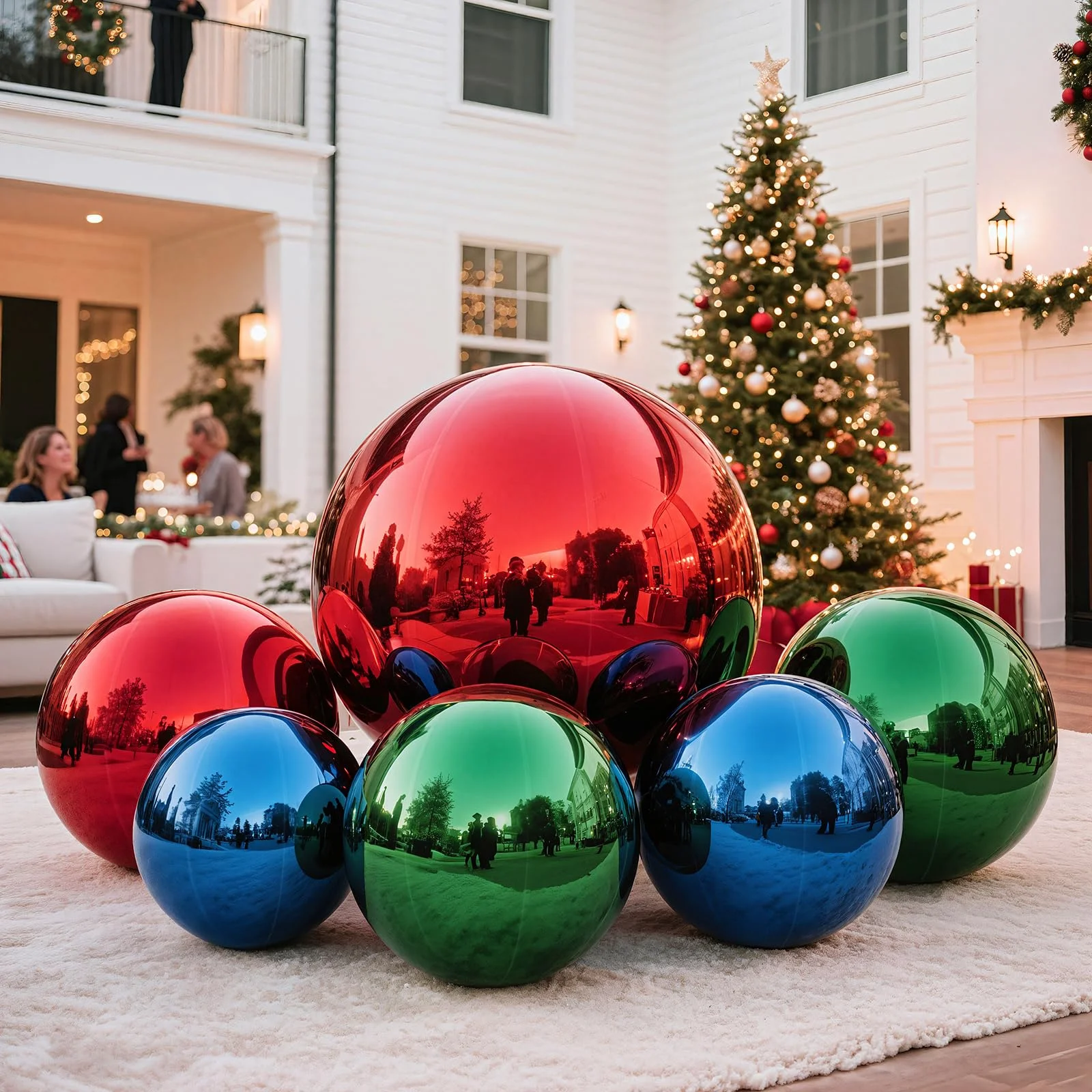 6 個インフレータブルミラーボールセット再利用可能な光沢のあるボール大型クリスマス装飾バルーン PVC ディスコバブルバルーンパーティー用