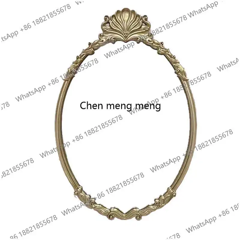 

French bathroom mirror bedroom wall round wall hanging wall carved European retro bathroom makeup mirror
