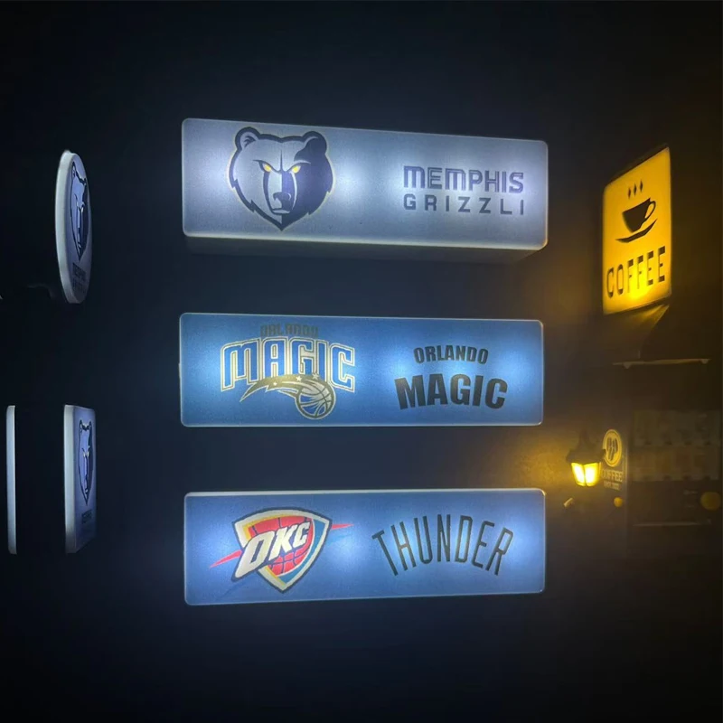 NBA Team Refrigerator Sticker Creative Light Display Board Can Magnetically Attract Lakers Warriors Lightbox Model to Emit Light