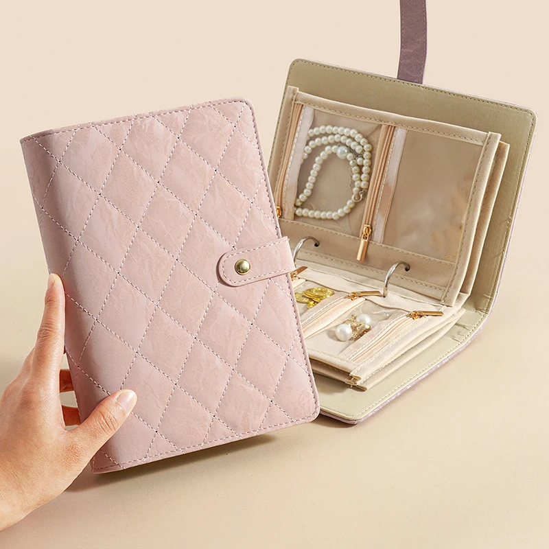 

Travel Jewelry Case,Jewelry Organizer Box With Clear Zipper Velvet Jewelry Pouch Bag, PU Leather Jewelry Case,Gift For Women 1PC