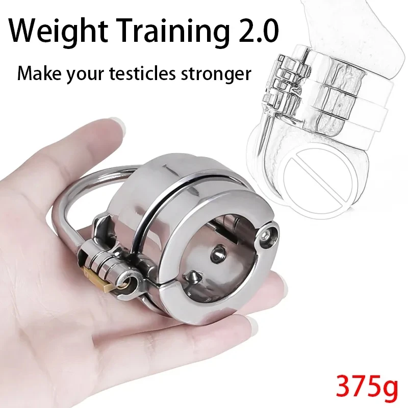 Stainless Steel Testicle Ball Stretcher Heavy Duty Weight Scrotum Cock Ring Metal Locking Pendant Weight for CBT Male Sex Toy SM