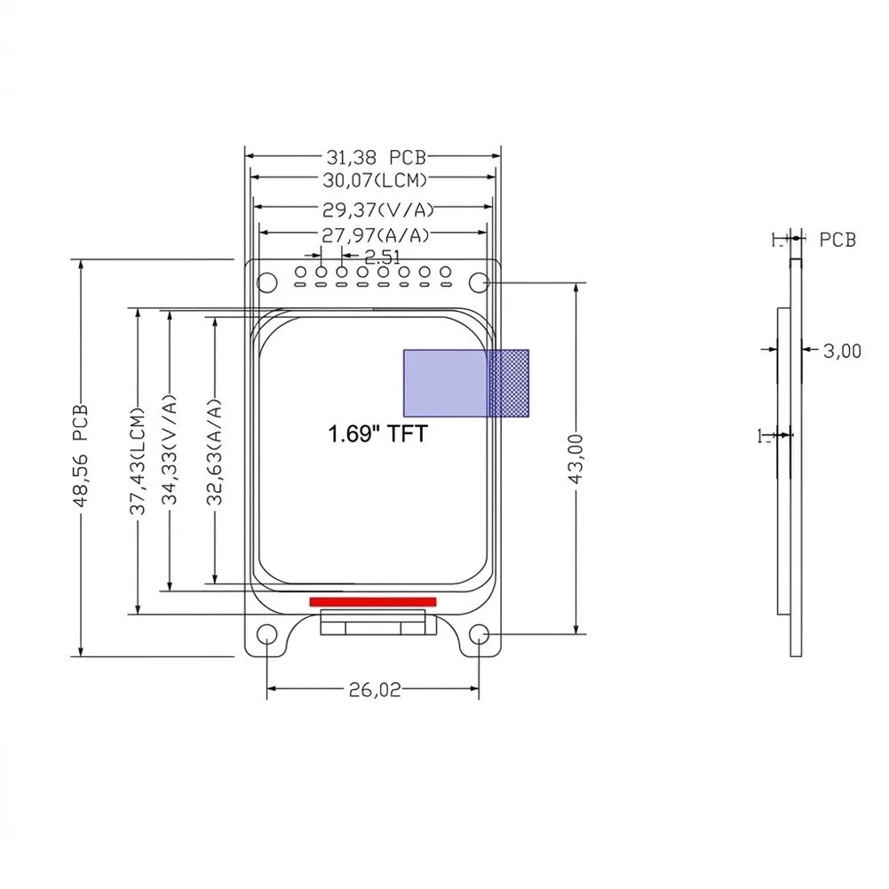 1.69 Inch TFT IPS LCD Display Module 240x280 For Spi Interface ST7789V Driver For IoT Wearable Devices DIY Electronics Projects