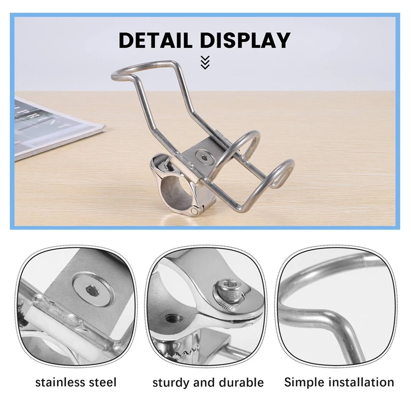 1PCS Edelstahl 316 Angelrute Rack Halter Pole Halterung Unterstützung Clamp Auf Schiene Montieren Boot Zubehör