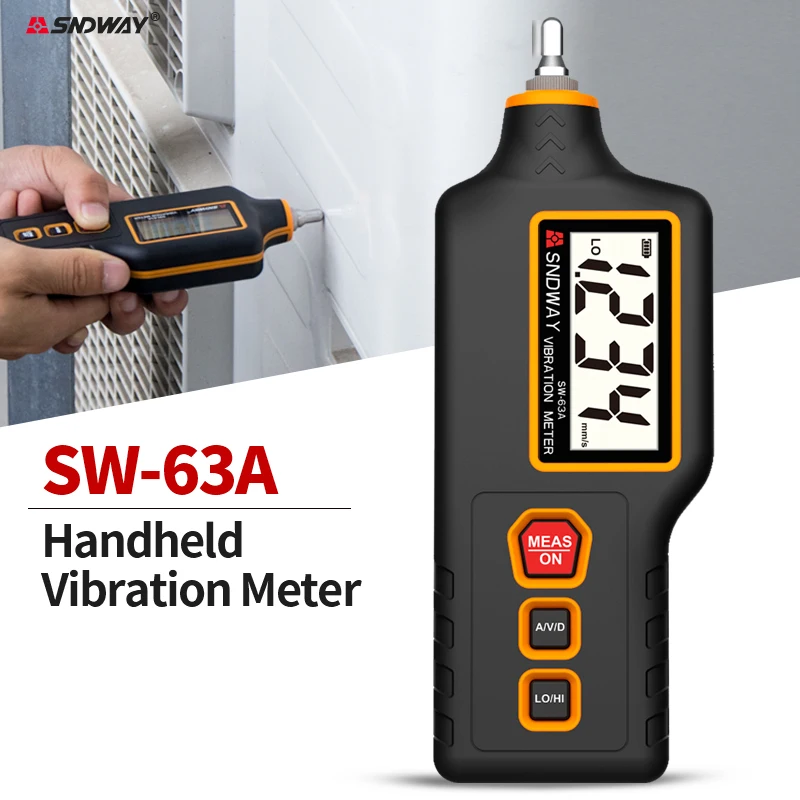 

SNDWAY Digital Vibration Meter SW-63A High Precision Vibrometer 0.1-199.9m/S² Handheld Vibration Analyzer Vibrator Tester Tools