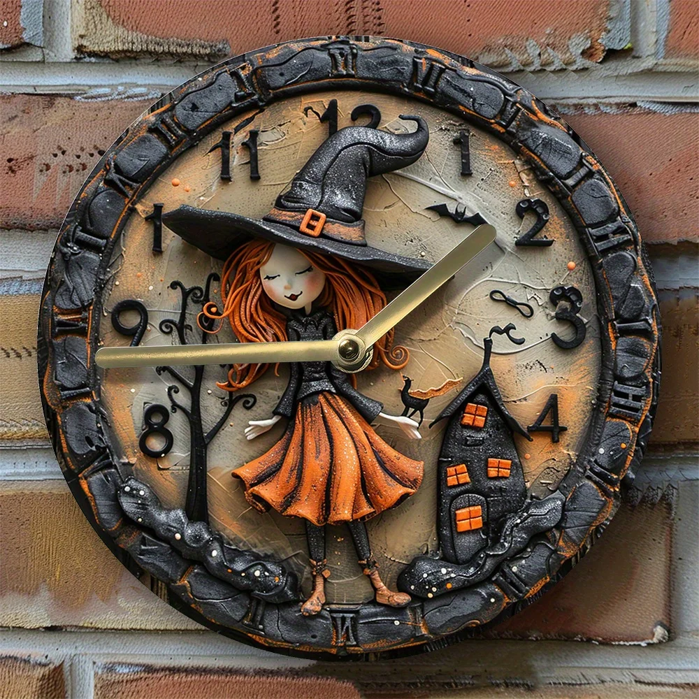 

Silent Wall Clock with Witch Theme - Diy, Spring Office Decor, Perfect Thanksgiving Gift for Girls Wall Clock Modern Design