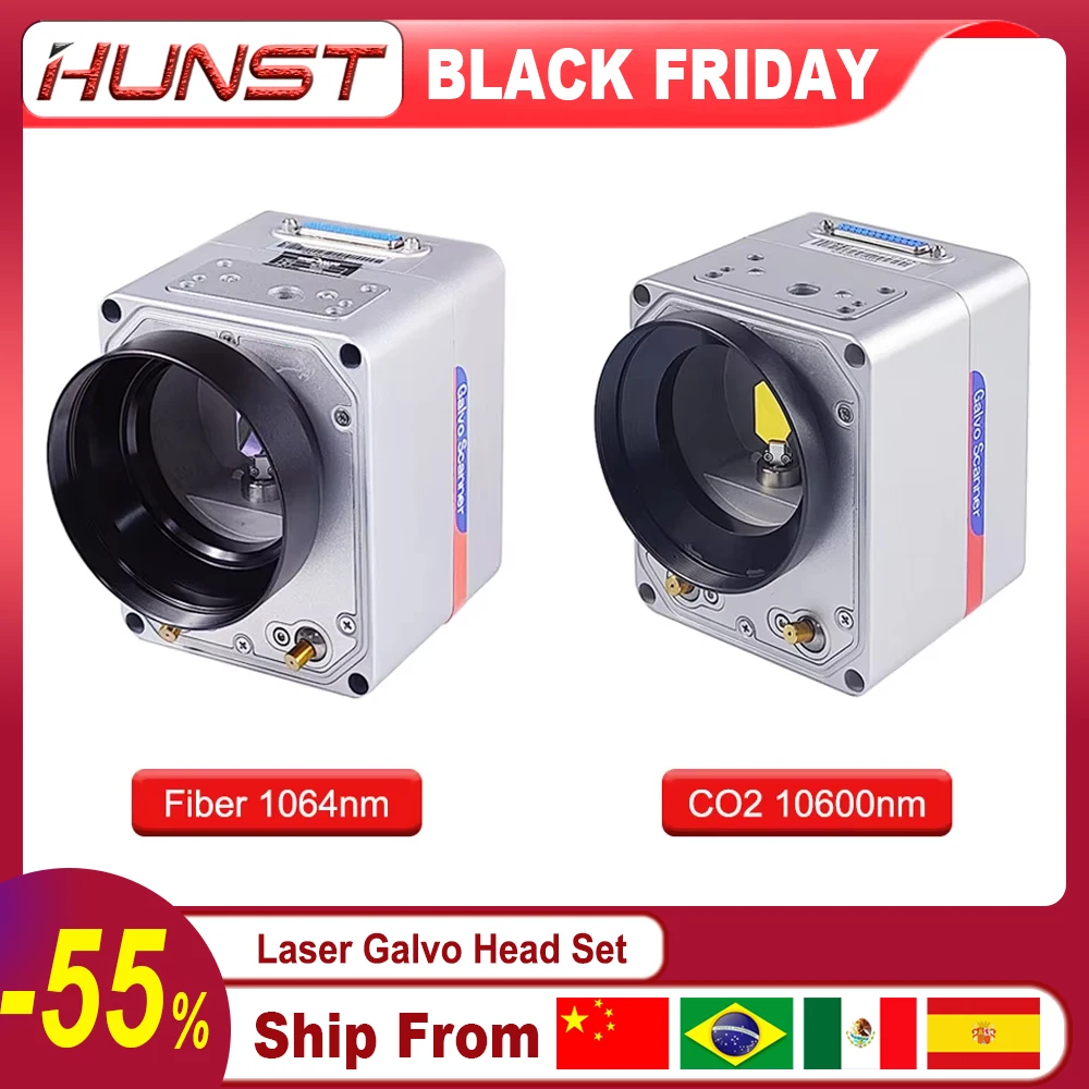 Hunst SINO-GALVO RC1001 CO2 & Fiber Laser Scan Galvo Head Set 10.6Um 1064nm Apeature 10mm Galvanometer Scanner with Power Supply