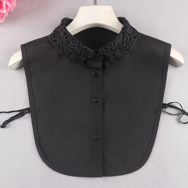 Fashion Solid White Women Fake Collar Female Chiffon Shirt False Collar Ladies Dress Detachable Collar Lapel Shirt Decor