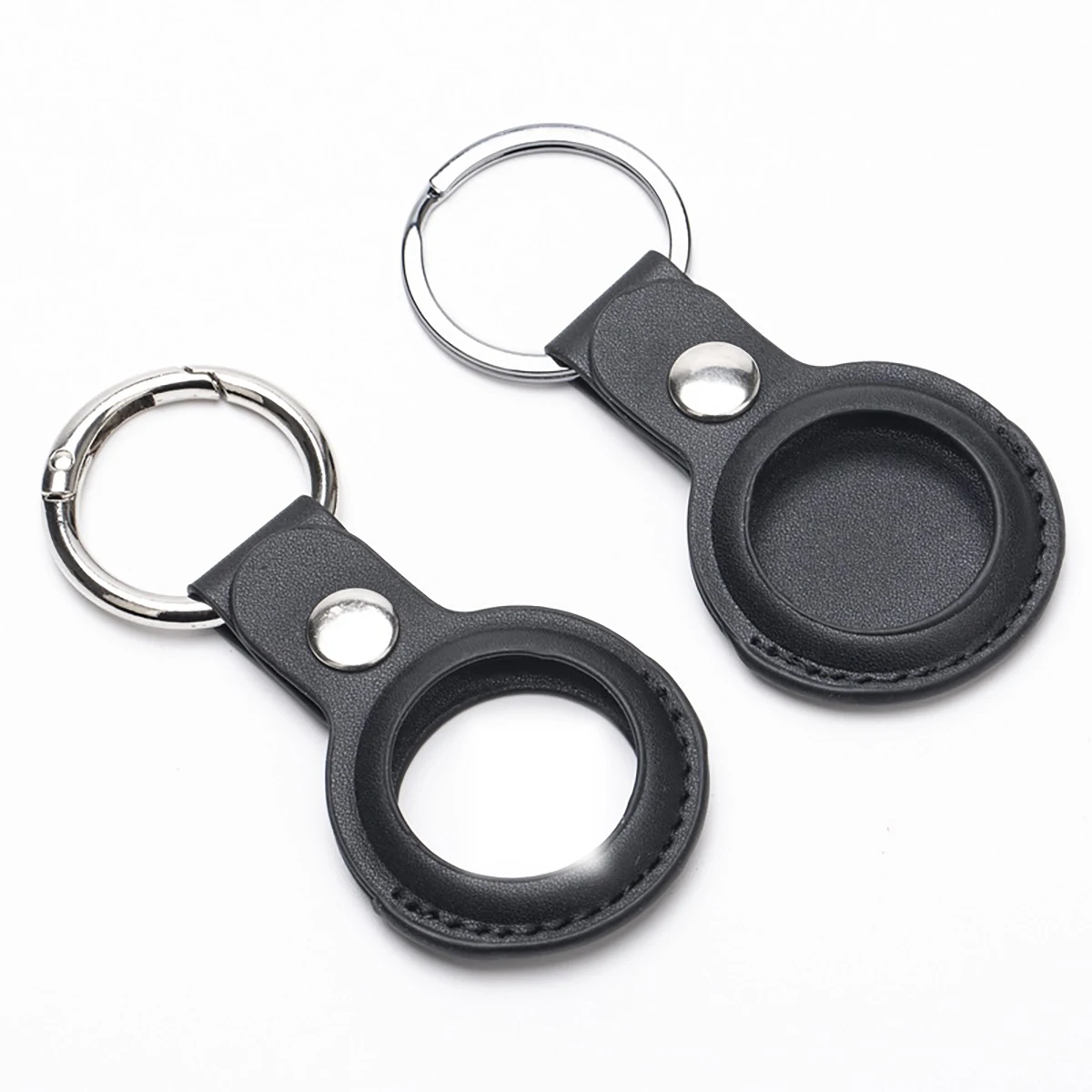 Suitable for Tracker Anti-Lost Device Locator Leather Case, Protective Cover for Airtags, Protective Shell for Positioning and Tracking Anti-Lost Device Keychain, Protective Leather Case Keychain